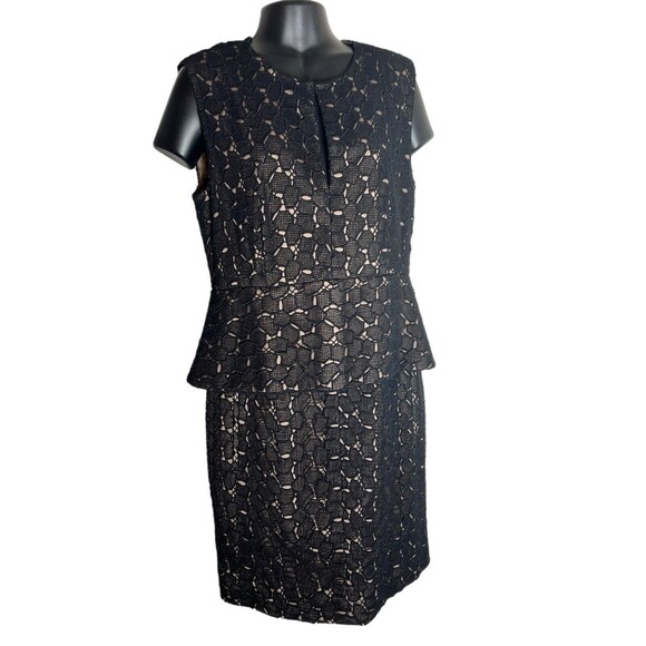 Diane von Furstenberg Black Delian Pebble Lace Peplum Dress Size 10 Part time - Picture 1 of 14